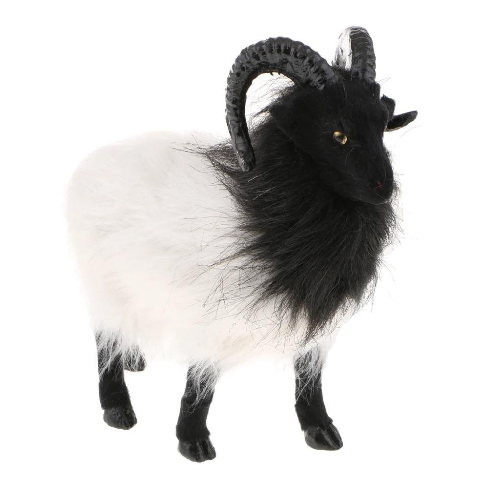 Lifelike Cute Goat Statue Indoor Outdoor Garden Ornament Prop Model Figure Garden Supplies