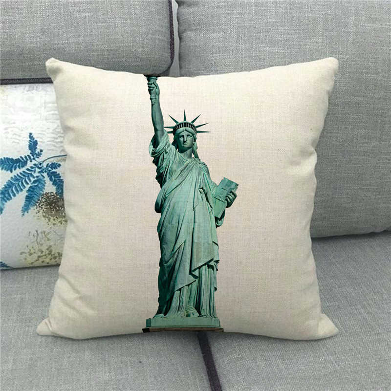 The Statue Of Liberty (Independent And Free) Digital Printing Short Plush Pillow Covers For Sofa Office Cushion Cover Home Goods