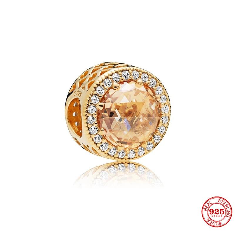 Classic copper Sparkling Clear Charm Bead Ideal For Girl Compatible With Authentic Bracelets Do It Yourself Women Jewellery