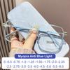 Square Large Frame Myopia Prescription Glasses For Women Men Blue Light Filter Near Sight Eyewear Student Vision Glasses -1 -2