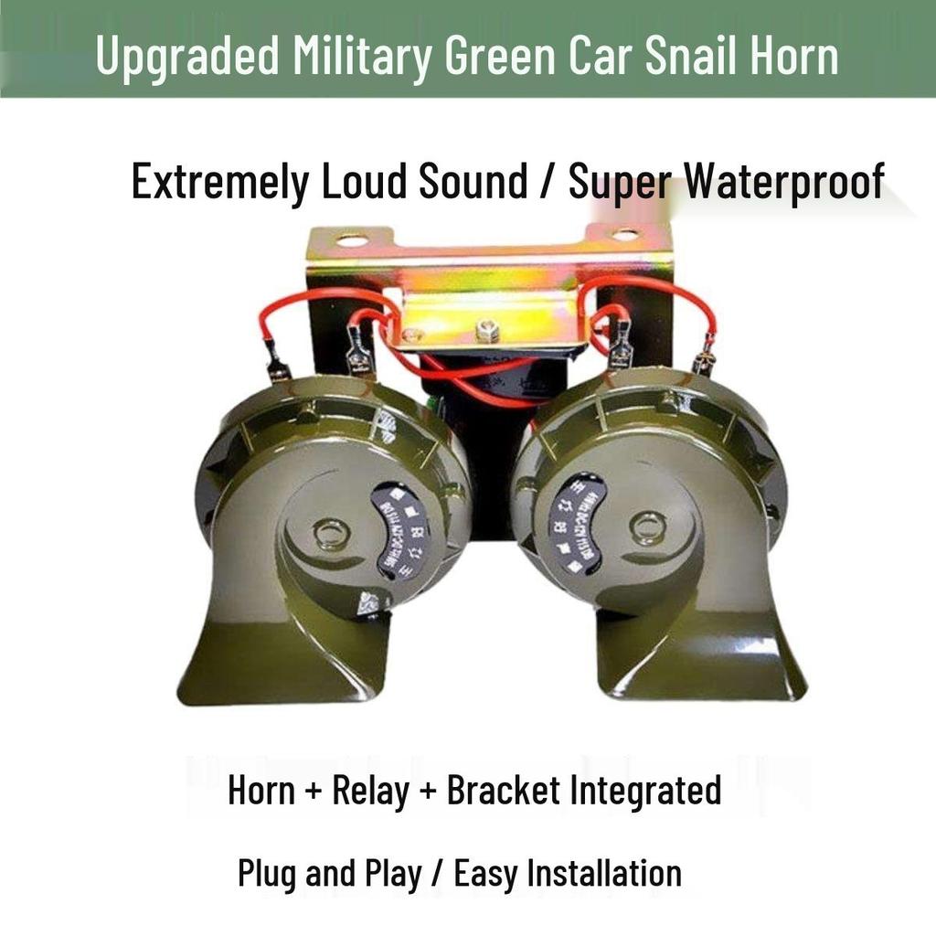 Universal Waterproof Super Loud Snail Horn for Cars, Motorcycles, and Trucks (12V/24V)