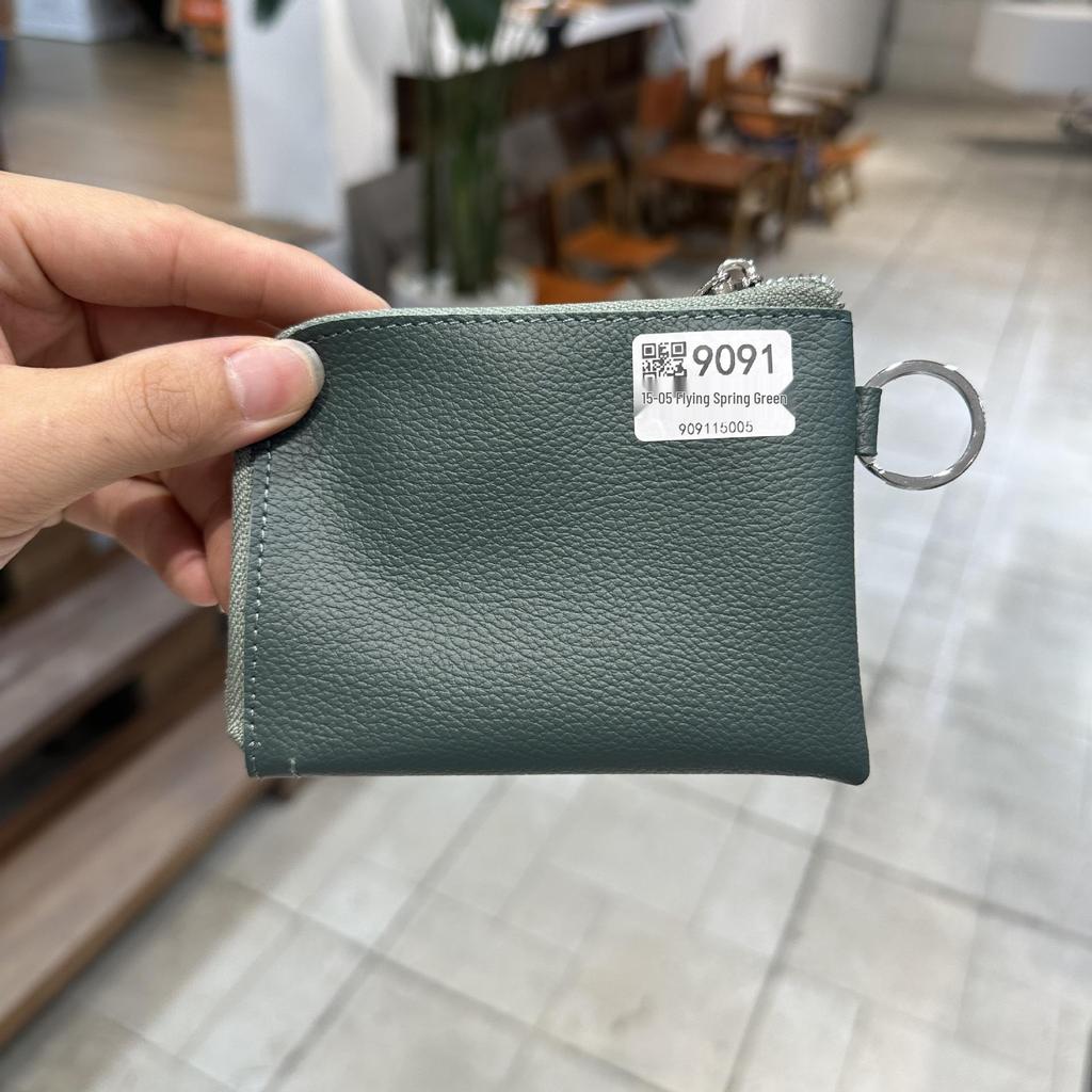 Genuine Leather Zipper Coin Purse & Card Holder with Key Ring