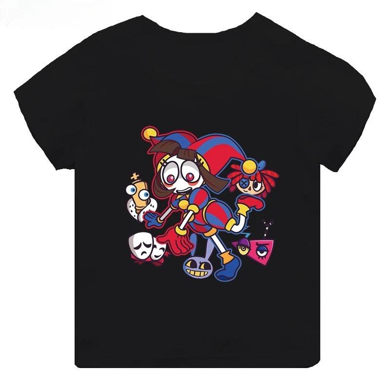 High-quality Casual Cotton T-shirts Boys Girls Cute Short-sleeved New Digital Circus Print T-shirts for Girls, Children's Tops