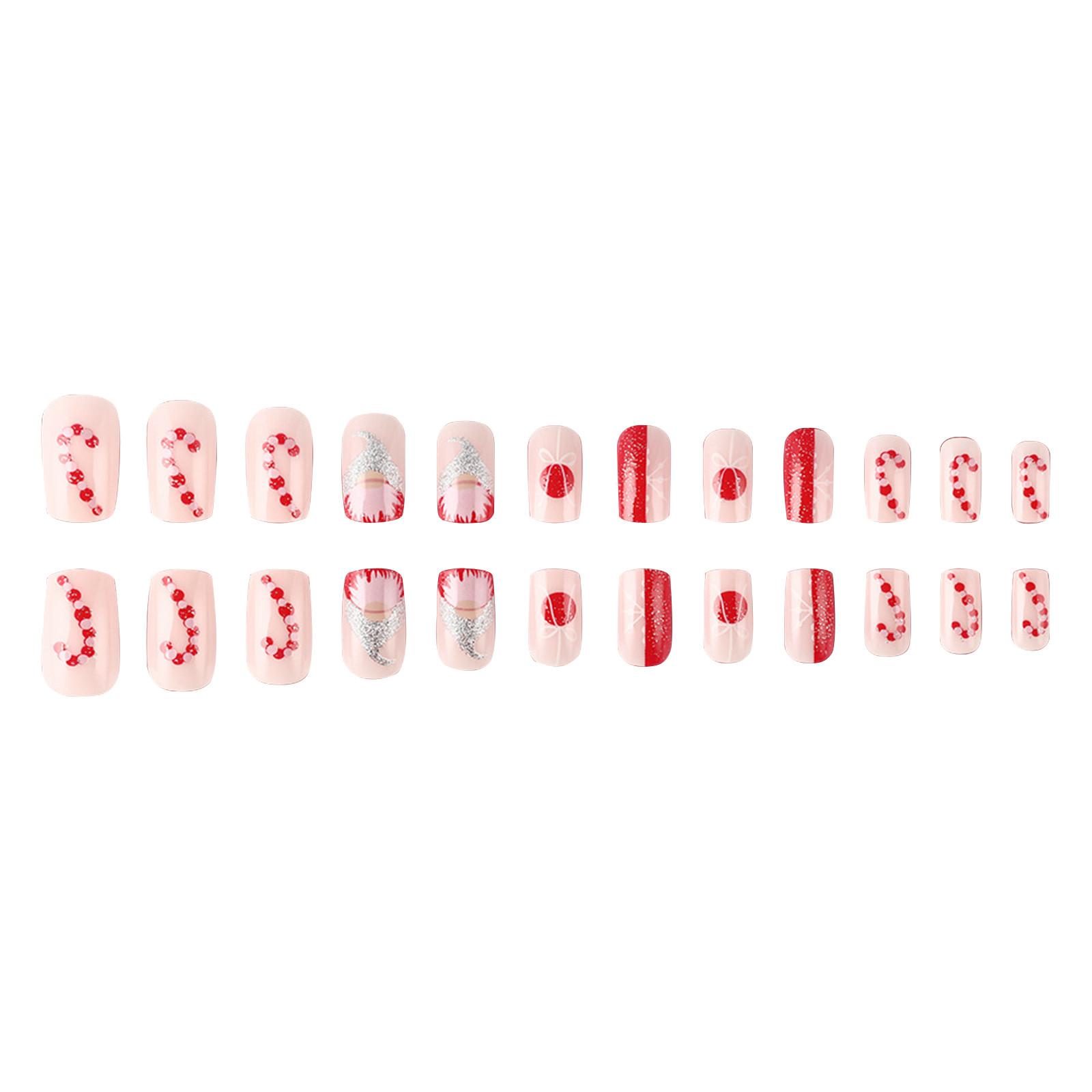 

Блестящие рождественские накладные ногти Клауса, все носимые ногти, 24 шт. тростниковых ногтей