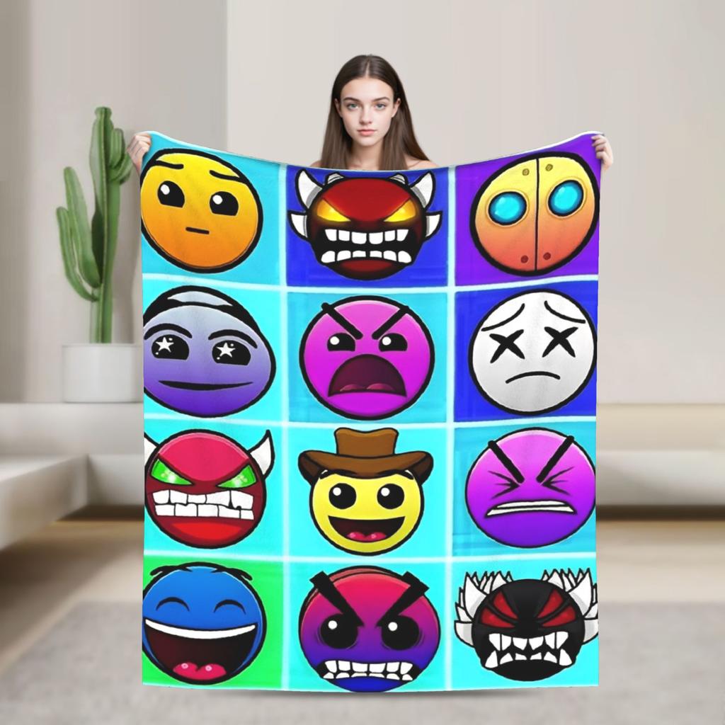 Geometry Gaming Dashed Flannel Blanket  Soft Warm Throw Blanket for Living Room Travel Office Novelty Bedspread Sofa Bed Cover