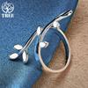 925 Sterling Silver Leaf Shaped Adjustable Ring Fashionable Wedding Jewelry