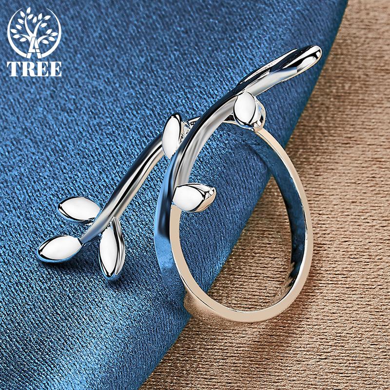 925 Sterling Silver Leaf Shaped Adjustable Ring Fashionable Wedding Jewelry