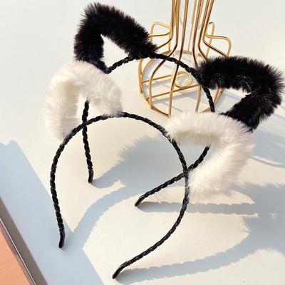 Niedliches Plüsch-Katzenohren-Stirnband für Frauen - Bezauberndes Haaraccessoire im koreanischen Stil