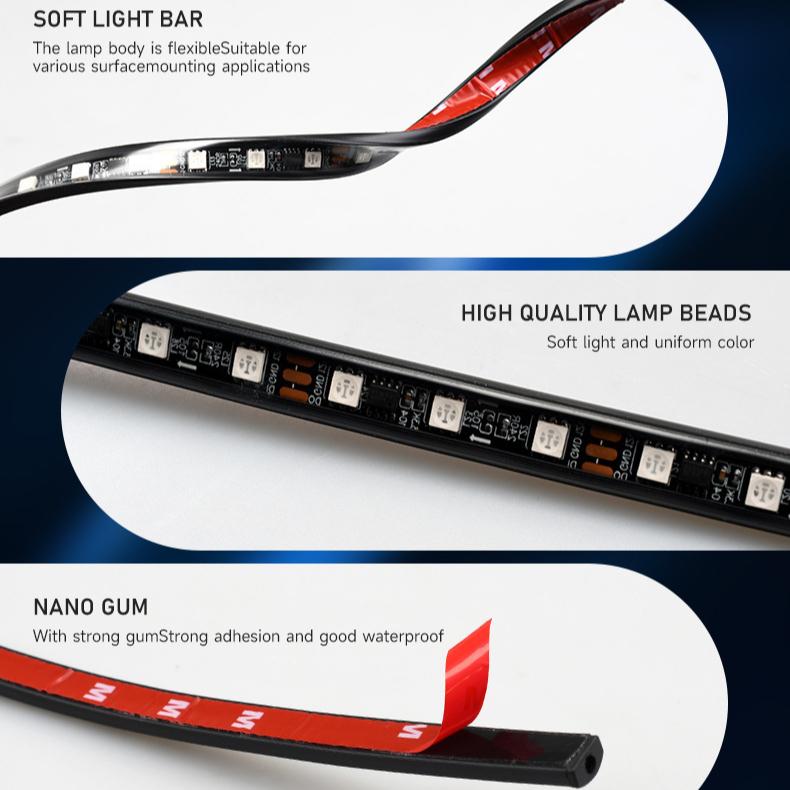 Wireless APP Remote Controls RGB Automotive Neon Kits External Chassis Atmosphere Lights 4 In 1 Fiber Optic Light Strips for All Vehicle Types