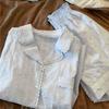 Gentle wind short-sleeved pajamas women's pure cotton can be worn outside cardigan shorts loungewear large size set 1011 new models