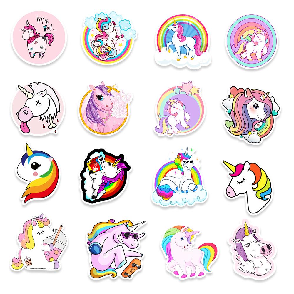 50 Unicorn Cute Cartoon Graffiti Stickers Water Cup Computer Refrigerator Mobile Phone Decorative Stickers Waterproof