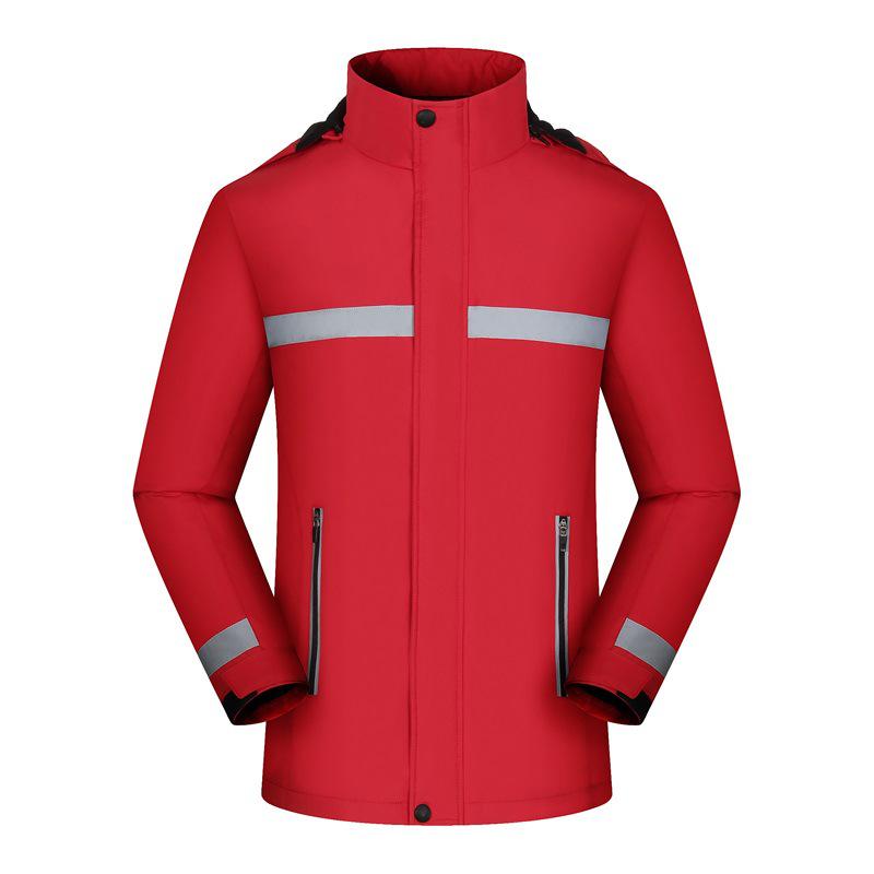 Reflective Fleece-Lined Windproof Rainproof Workwear Jacket with Custom Logo