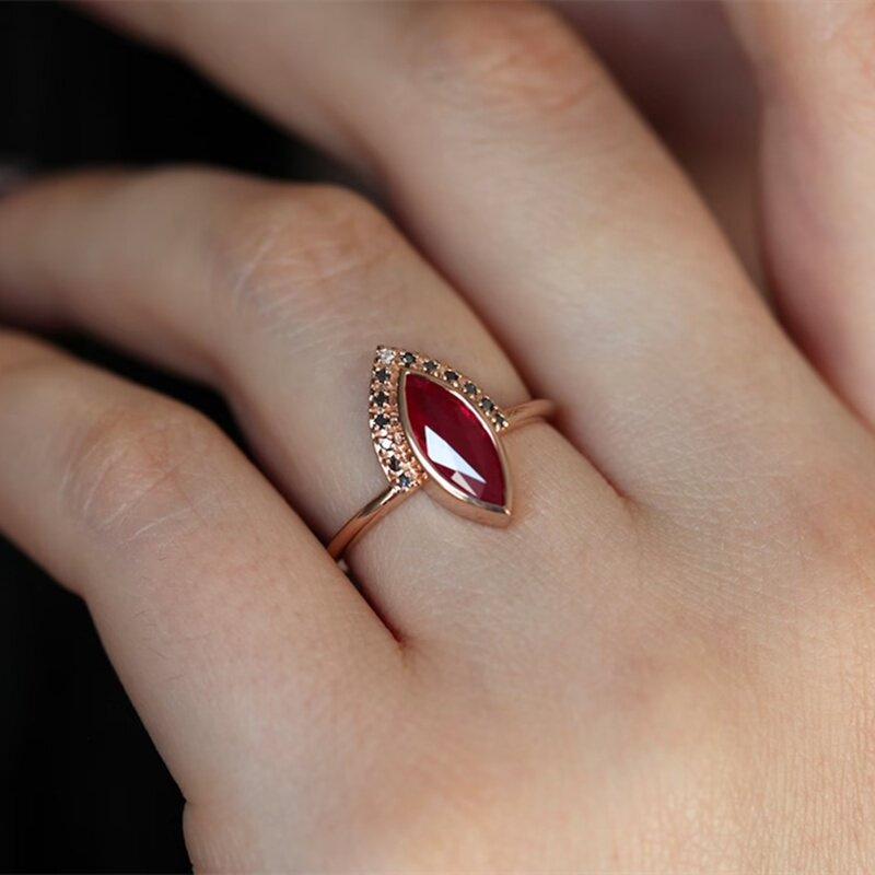 Retro Geometric Diamond Inlaid Color Block Two-in-One Wedding Proposal Ring