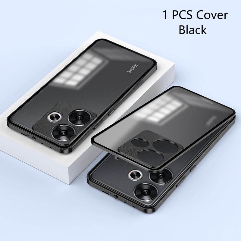 

Противоударный чехол для телефона Poco F6, металлический каркас из алюминиевого сплава + матовая прозрачная акриловая задняя крышка для Xiaomi Redmi Turbo 3 For Poco F6 чёрный