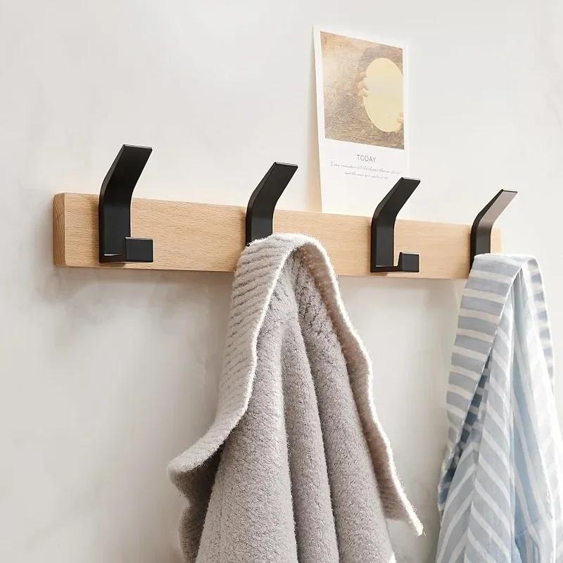Wooden Clothes Hangers Wall Mounted Beech Clothes Hangers Living Room Brief Clothing Hanger Portable Bedroom Hooks Storage