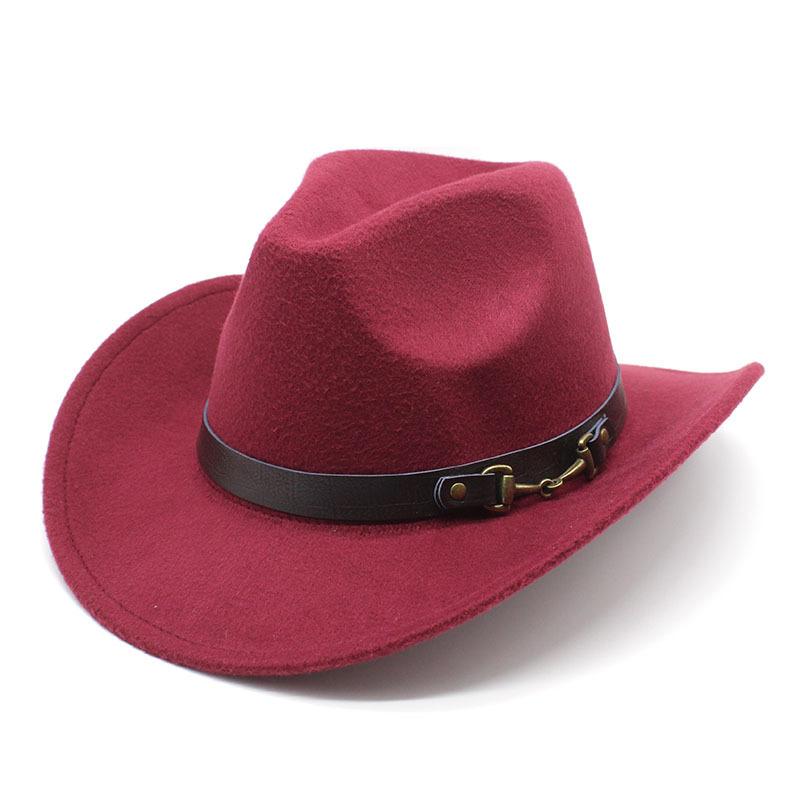 Popular Belt Buckle Big Edge Crimped Top Hat, Western Cowboy Hat, Woolen Felt Hat, Jazz Hat Czy-222