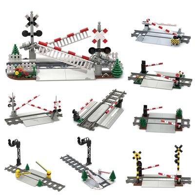 MOC Serie Città Binario del Treno Corsia di Sollevamento Set di Mattoncini , Passaggio a Livello Binario Passatoia Pedonale Modello in Scala