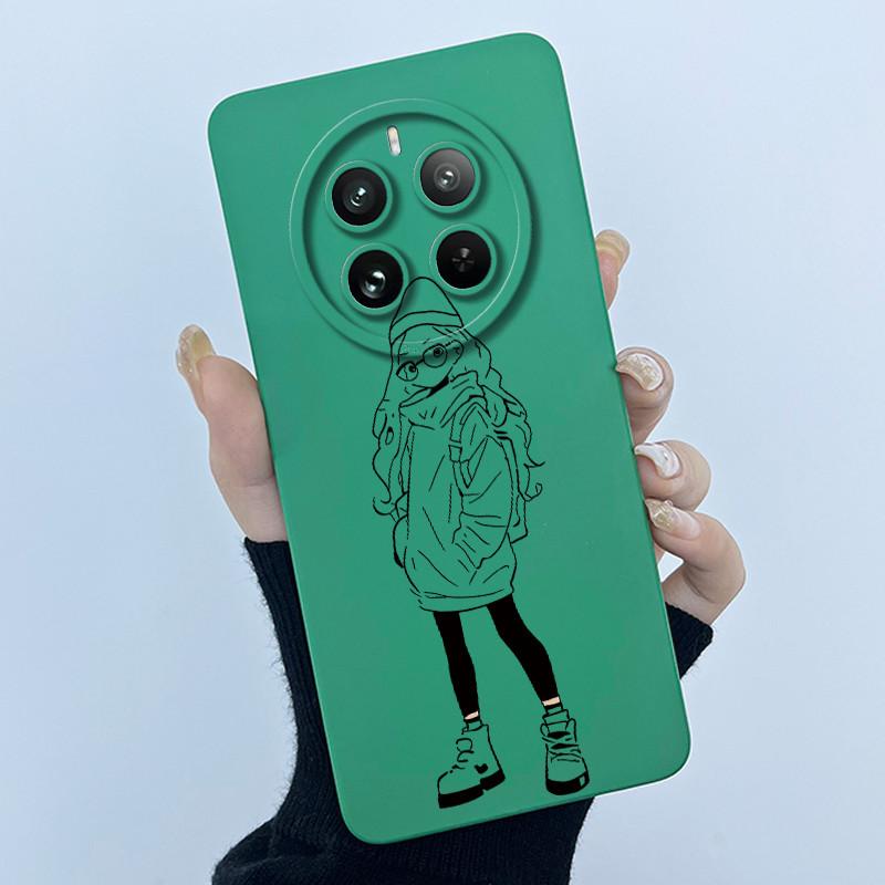 Case For Realme 12 Pro Plus 12 Plus 12X 5G Phone Case Cartoon Pretty Flower Liquid Silicone Soft TPU Protective Cover Shell Capa
