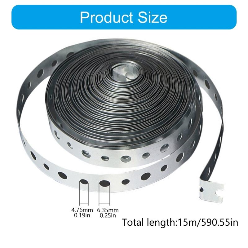 15m Galvanized Metal Strapping Punched Holes Metal Strap for Pipe Support and Sheet Metal Processing Fixing