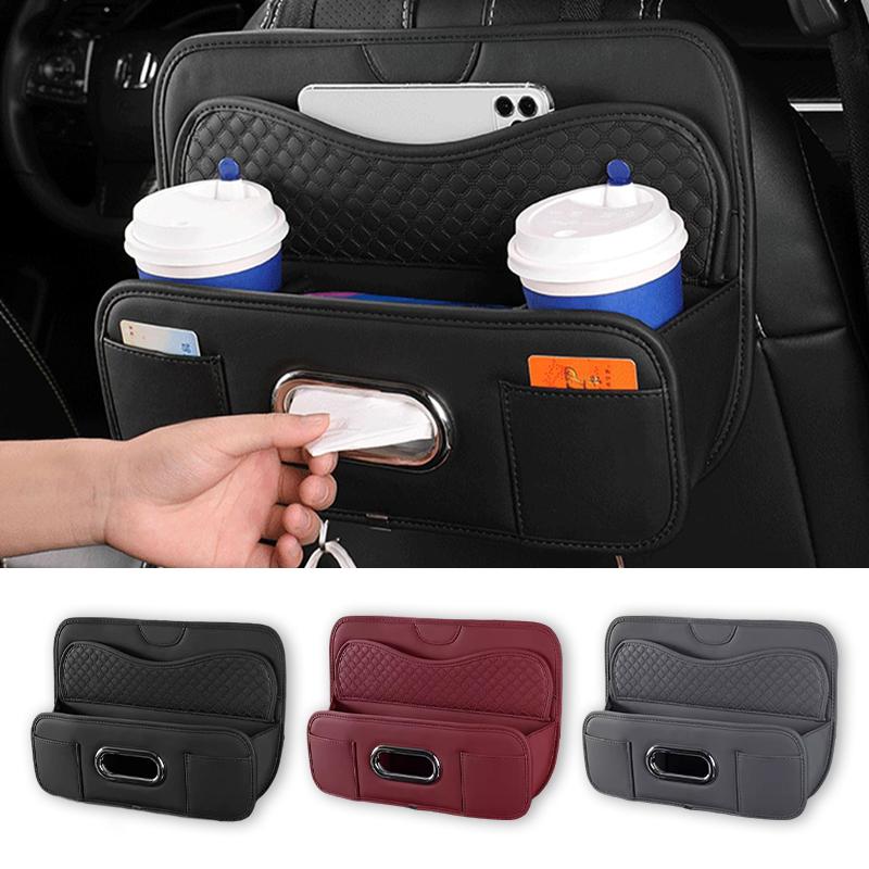 SEAMETAL Organizér na zadní sedadlo auta PU kůže Kapesníky Držák na vodu Kapsy na telefon Auto Interiér Úklid