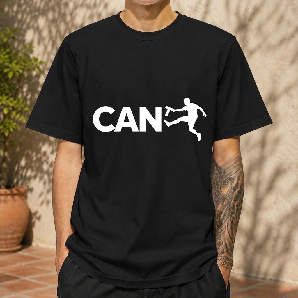 2026 New Pure Cotton Tshirt With Fun Kicking Alphabet Soccer Silhouette Simple Print Versatile Top Casual Short Sleeve