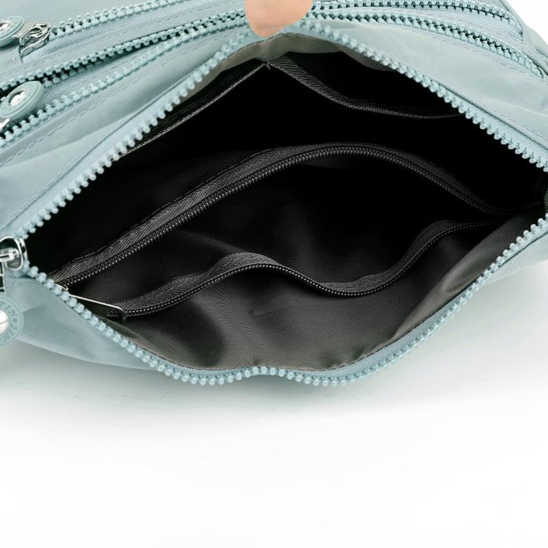 Borsa a tracolla da donna semplice in nylon con tasche multiple, impermeabile, per uscite casual e viaggi