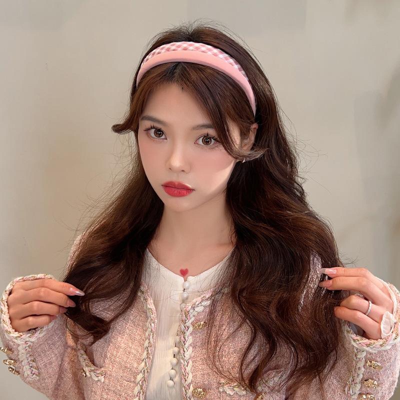 Colorful Plaid Small Hairband for Women, All-match Hairpin for Summer, High-end Hair Bun