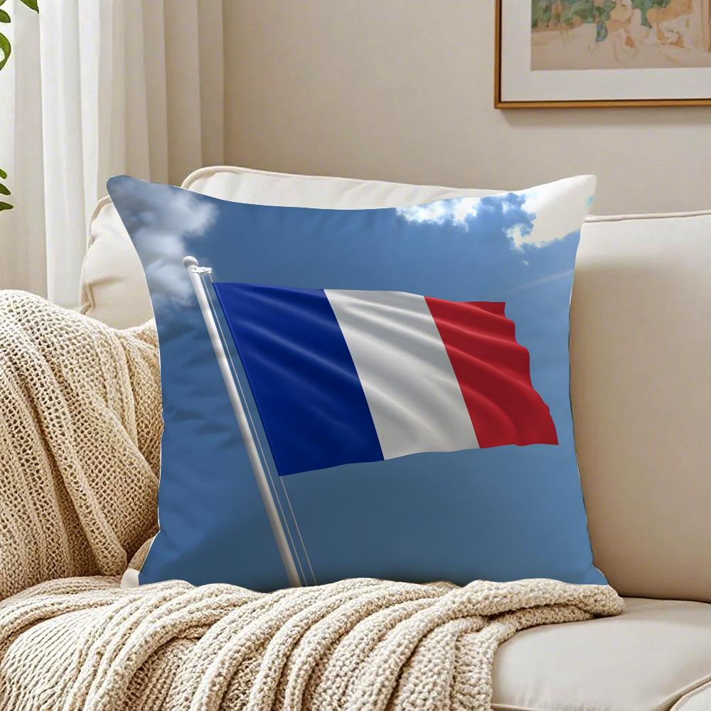 Minimal Modern Fashion flag style of FFrance Cushion Cover Linen Pillowcase Soft for Sofa Bed Home Room Decor