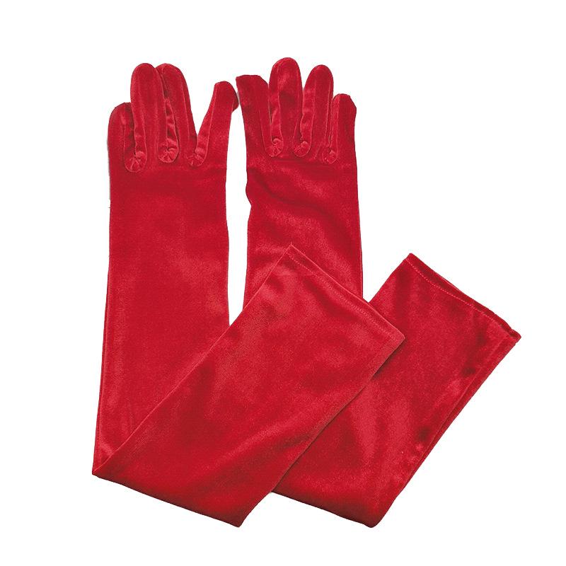 Gold Velvet Ladies' Long Retro Dance & Photography Gloves for Christmas