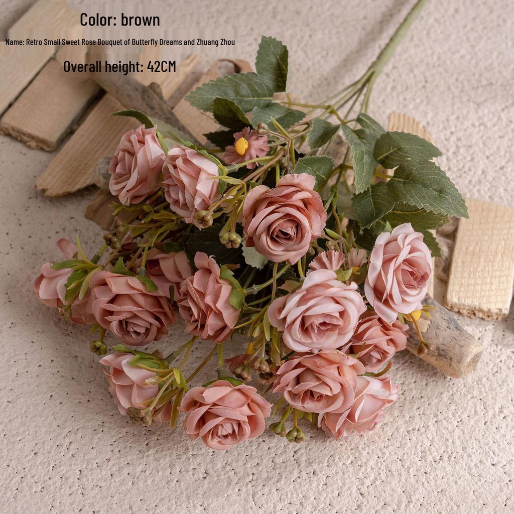 Zhuang Zhou Retro Rose Bunch INS Style Artificial Flowers for Home & Wedding Decor