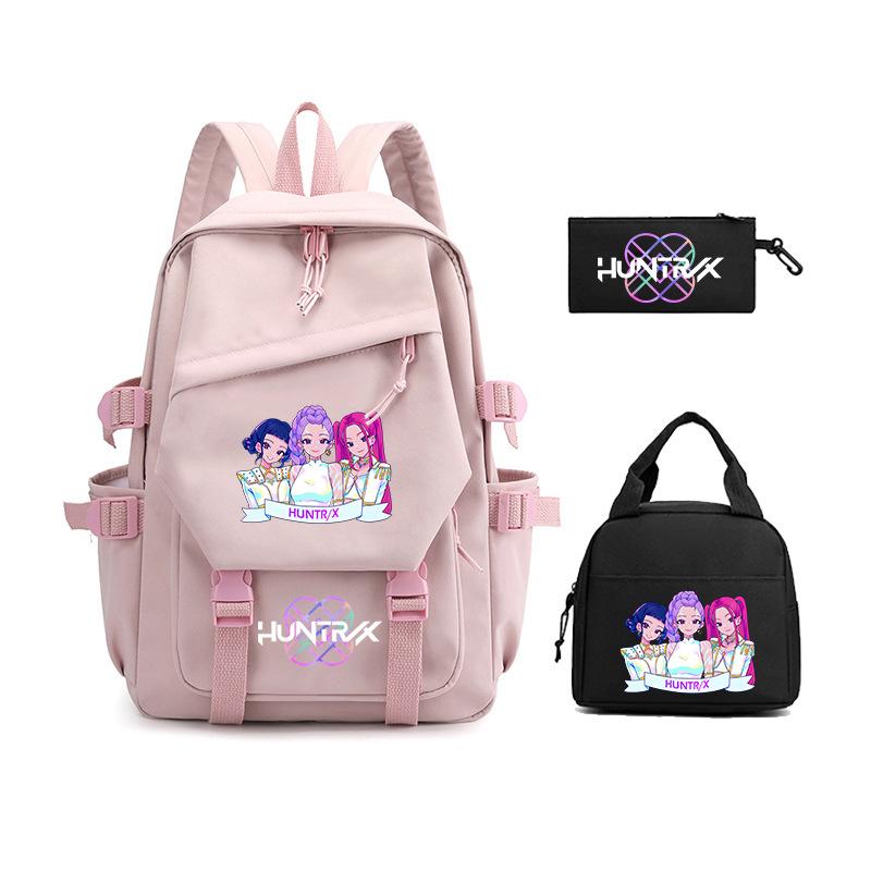 Demon Hunters KPop Demon Hunters Student School Bag Three-piece School Bag Zipper Pencil Case