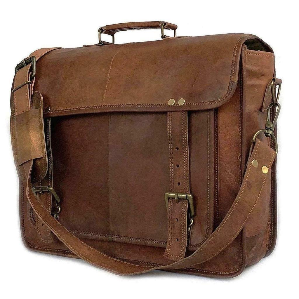 Messenger Personalized Laptop Briefcase Genuine Shoulder Bag Leather Vintage