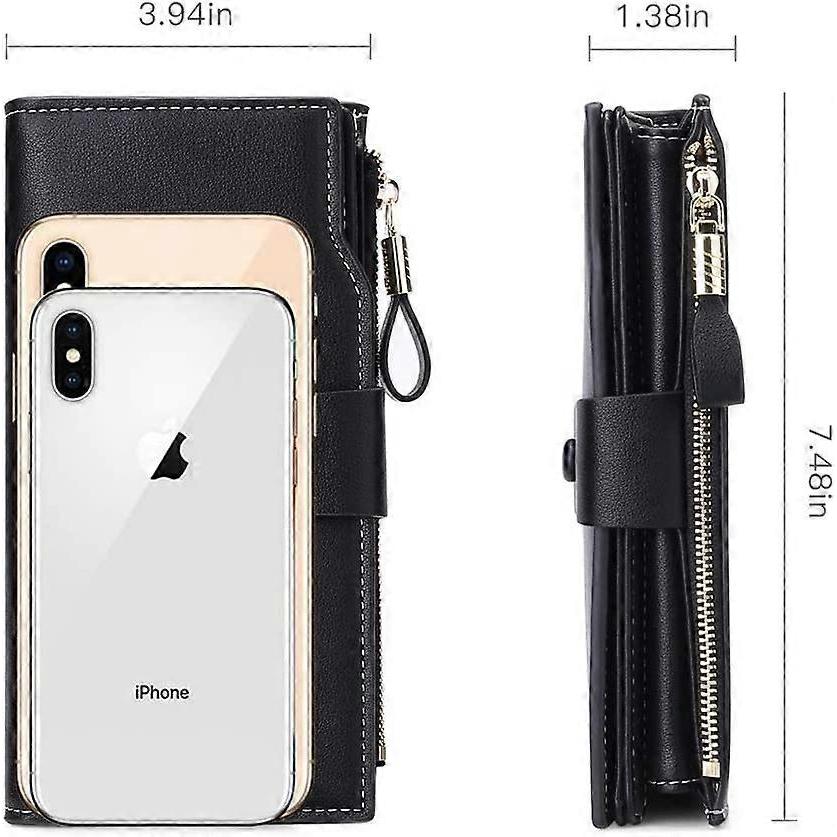 Ladies Purse, Large Capacity RFID Blocking Leather Women's Wallet with Multiple Card Slots and Zipper Coin Purse1pcsblack