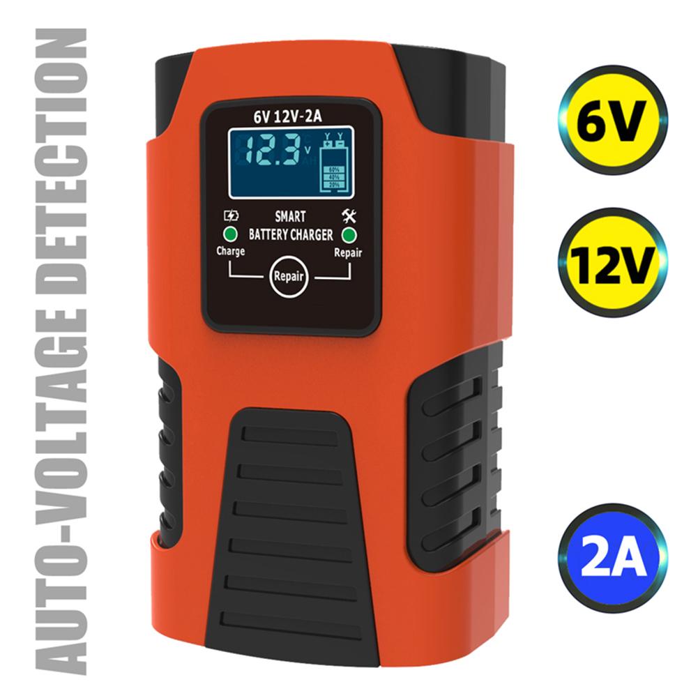6V 12V 2A Digital Car Battery Charger LCD Display Intelligent Pulse Battery Charger Pulse Repair Charger for Lead-Acid GEL AGM