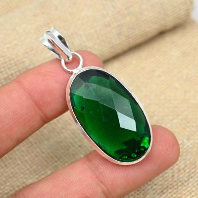 Wunderschöner Edelstein-Anhänger aus 925er Sterlingsilber, Chrom-Diopsid-Schmuck, handgefertigtes Geschenk für Sie
