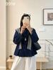 Playful Niche Spring Slit Denim Shirt - Women's Loose Chic Lapel Top (ZLG)