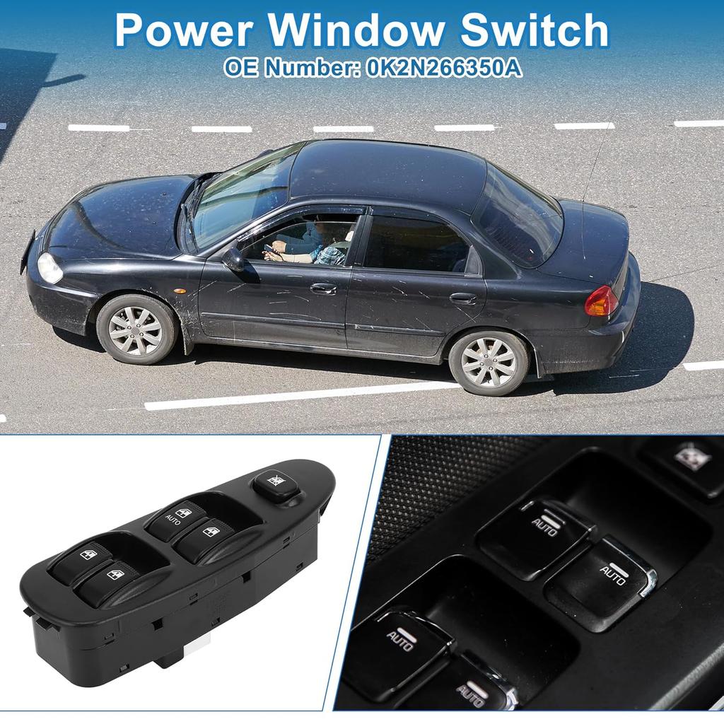 Power Window Switch No.0K2N266350A Front Left Driver Side Window Control Switch for Kia Spectra 2000-2004 Black