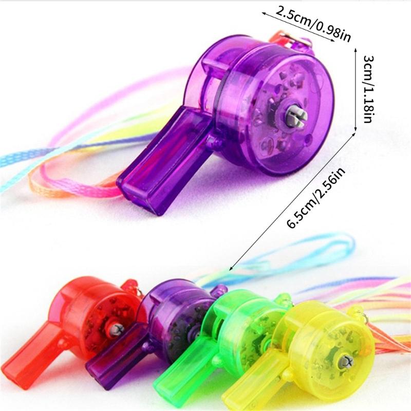 Vibranted LED Light Up Whistles 6 Pack Plastic Cheering Tools for Night Event Festival Celebration