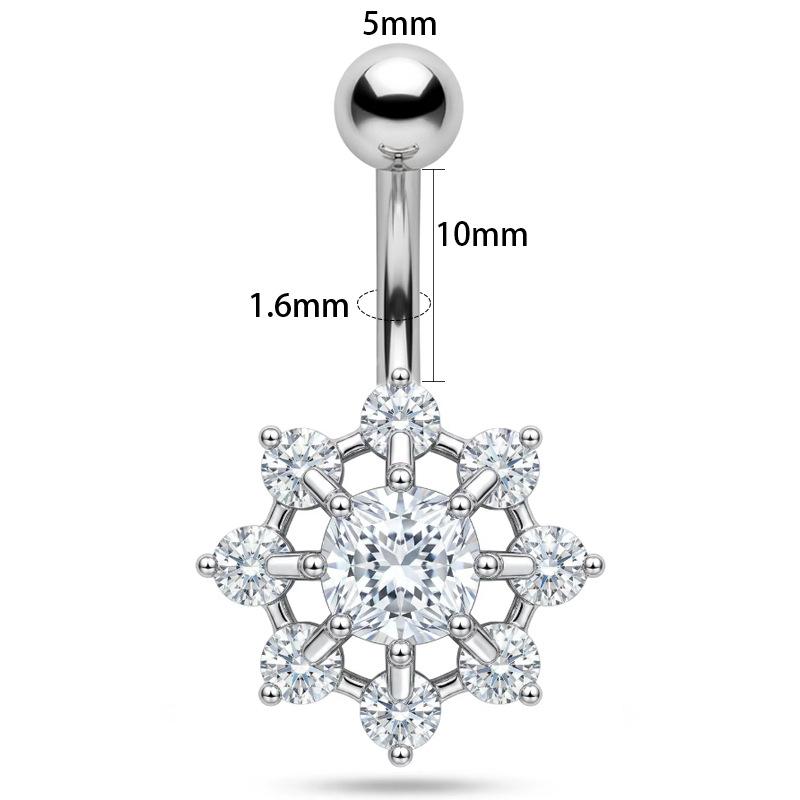 Crystal Dangling Heart Zircon Stainless Steel Navel Belly Button Piercing Jewelry For Women