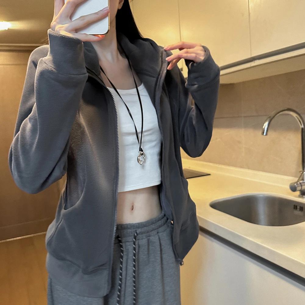 Women's Zipper Fall New Sports Sweatshirt Jacket Turtleneck Line Personalized Zipper Hoodie