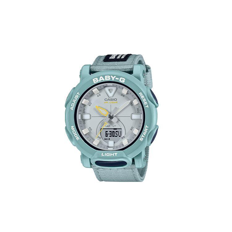 

Casio Baby-G Shockproof Waterproof Casual Trendy Eco-Friendly Pet Tent Theme Quartz Movement Fabric Strap Watch Women watches Blue BGA-310C-3APRC Light Blue