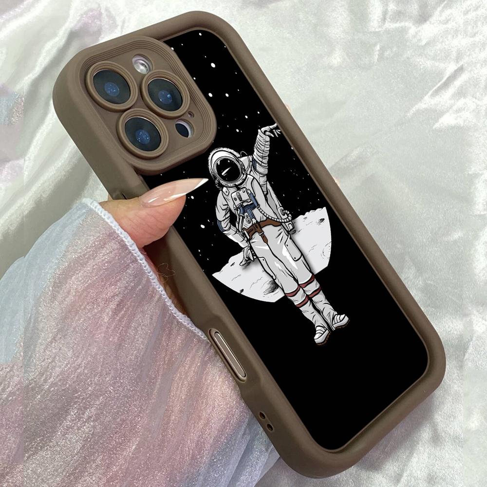 JT31 Astronaut First Man On Moon Landing Phone for for iPhone 17 Pro Max Samsung S26 A17 A16 A07 Xiaomi 15T Redmi Note 14 Pro Plus Soft TPU Case Cover