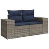 3 Piece Garden Sofa Set with Cushions Gray Poly Rattan