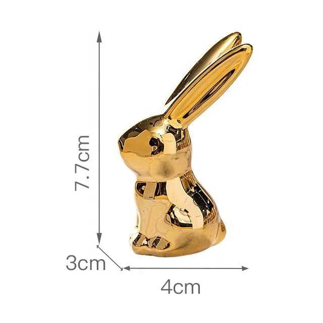 Home Decor Rabbit Statues,1 Pair, Small Decorative Accents for Shelves, Livingroom and Bedroom, Gold and White (Rabbit)