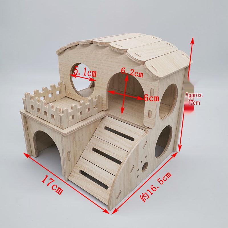 Solid Wood Hideout for Hamsters, Squirrels, Hedgehogs, and Guinea Pigs - Large Wooden House/Nest