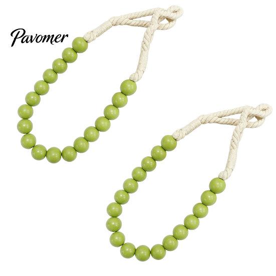 Reusable Curtain Ties 2Pcs Wood Bead Tiebacks, Holdbacks for Thin or Thick Window Draperies, Beautiful Buckles Boho Farmhouse Tie Backs Home
