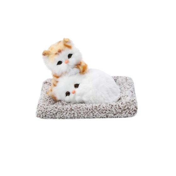 TASINO Cat Figurine Stuffed Toy Realistic Cute Realistic Kitten Model Miscellaneous Goods Car (Kitten (Brown Tabby + White))