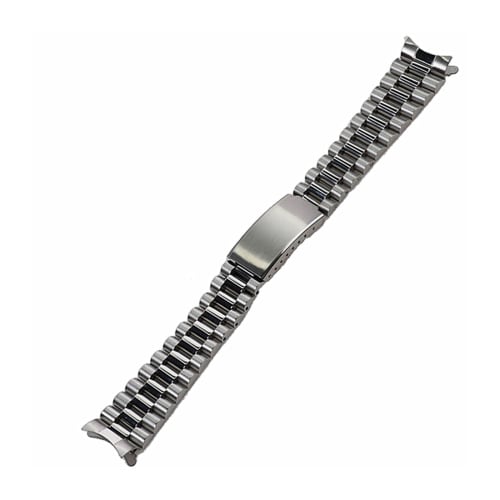 19mm/20mm Day-Date Style Steel Strap for Seiko 5 Sxns80, Snxs79, Snxs79k, Snxs77k, Snxs73 Watch Wristband Bracelet Replacement Part (Silver, 19mm)