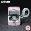 WOSTU 925 Silver Macaron Candy Box Dangle Charm fit Beads Bracelet Necklace For Women DIY Jewelry FIC663