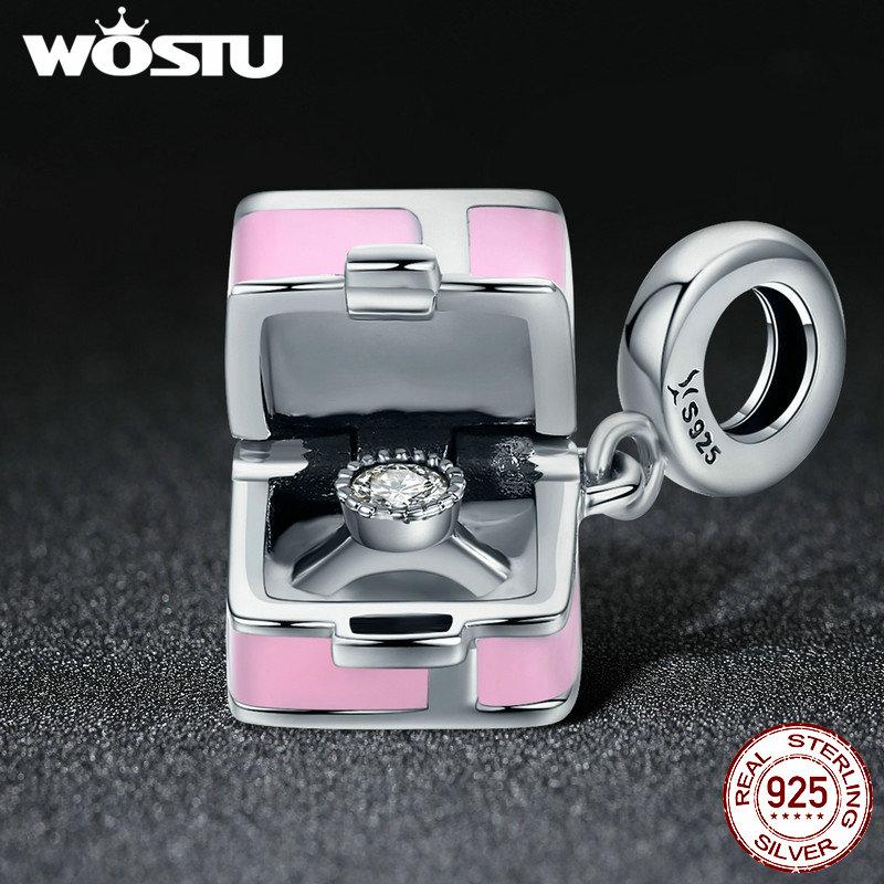 WOSTU 925 Silver Macaron Candy Box Dangle Charm fit Beads Bracelet Necklace For Women DIY Jewelry FIC663